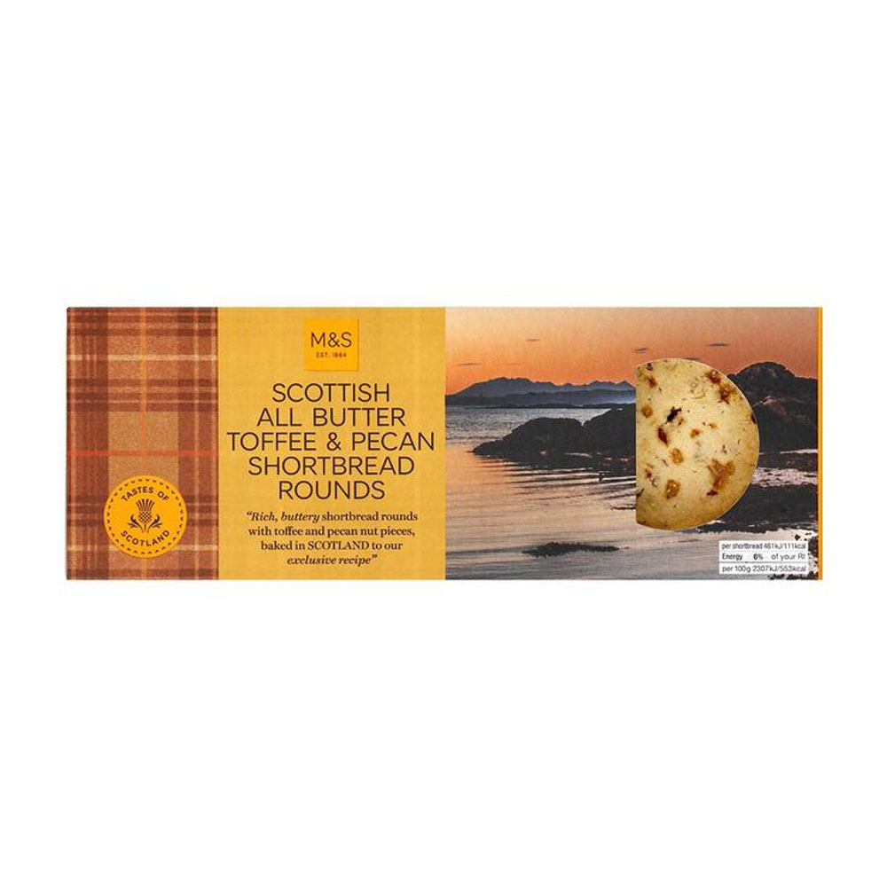 SCOTTISH ALL BUTTER TOFFEE & PECAN SHORTBREAND ROUNDS ( M& S FOOD) 180GM