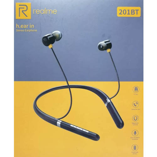 Realme 201bt Wireless Bluetooth / Memory Card Necklace Headphone Earphone Noise Cancelling Stereo Headset-AB